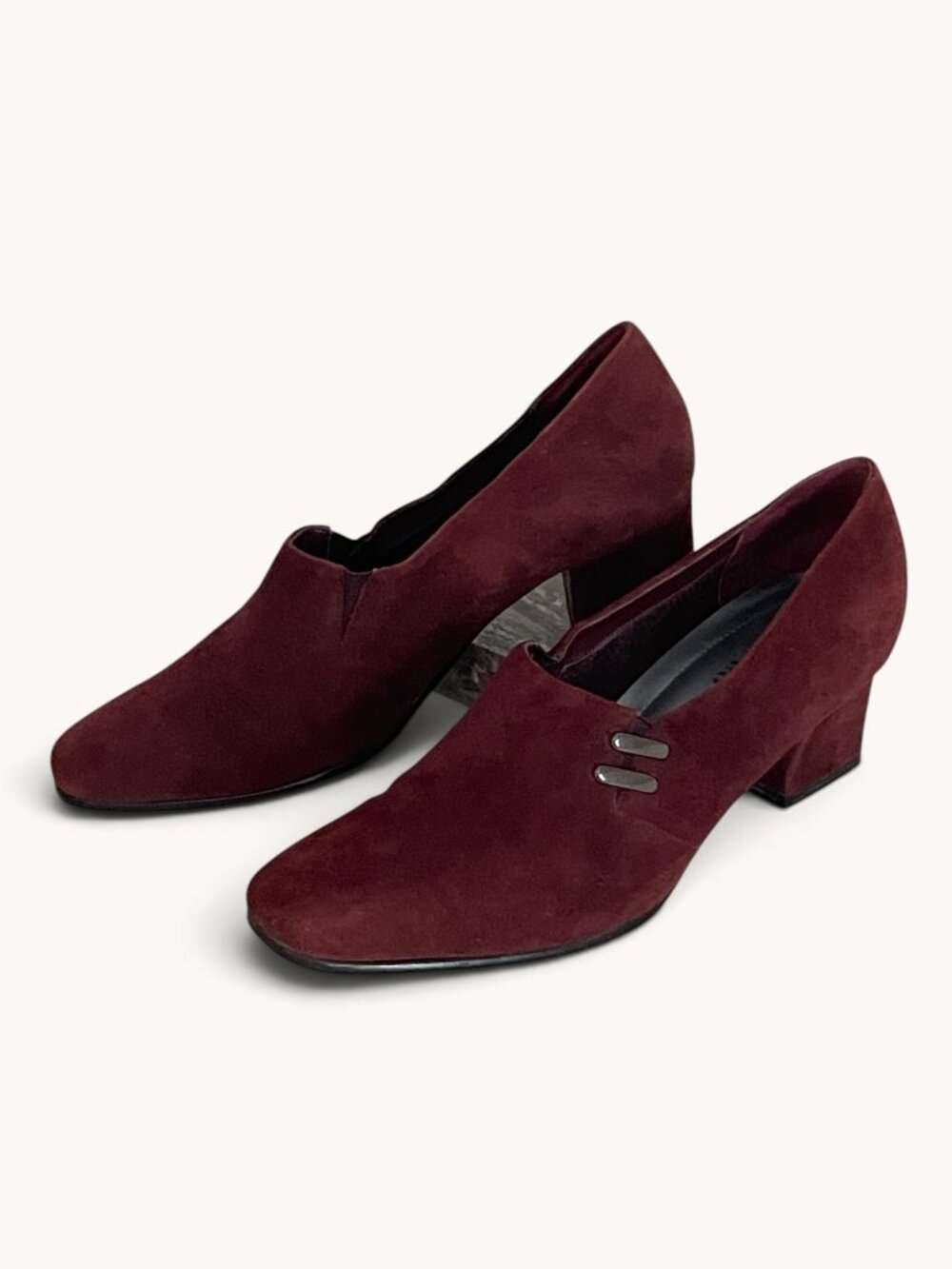 Karen Scott Suede Ankle Booties Women 8.5 Oxblood Block Heel NWOT Academia